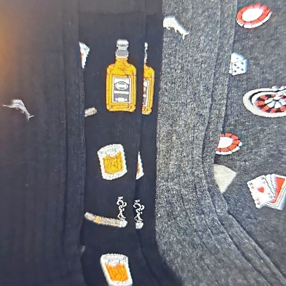 New Men's Quality Tommy Bahama 5 Pack Casino Themed Party Socks Black One Size - Picture 3 of 6